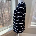 Catalina  Navy Blue White Striped Nautical Cotton 3/4 Sleeve Boat Neck Tee Shirt Photo 3