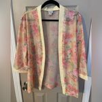 Haband! vintage blazer jacket yellow & pink floral. Size XL Photo 0