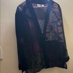 Chico's Vtg Velvet Burnout Silk Blend Kimono Topper Sz 3 XL Gothic Chic Oriental Photo 3