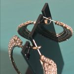 Wedding Bridal Formal Prom Rhinestone and Silver Hoop Earrings Photo 1