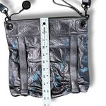 The Sak  Leather Silver Metallic Crossbody Clutch Foldover Handbag EUC Photo 9