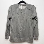 Body Language Perforated Distressed Sweatshirt XS Lightweight Athleisure Casual Gray Photo 0