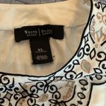 White House | Black Market  White Tank with Black and brown Lace Detail Photo 1