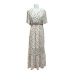 Cream Floral Tiered Maxi Dress Size Large Orange Photo 1