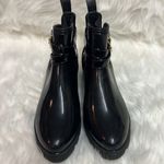 Black Shiny Ankle Rain Boots Size 10/41 B17B‎ Black Photo 6