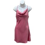 Urban Outfitters  UO Mallory Rose Pink Drape Neck Satin Slip Dress size S Photo 3