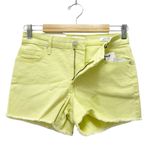 NWT FRAYED Jeans High Rise Denim Shorts Size 2 Yellow Evening Primrose Raw Hem Photo 1