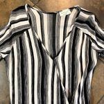 Lavender Field  Black White Strips Wrap Top with Fringe Size M Photo 1