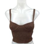 Aritzia Wilfred Brown Rib Knit Sleeveless Wool Sculpt Camisole Tank Crop Top XS Photo 0
