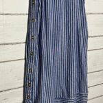 For Cynthia Linen Blend Blue White Stripe Dress Size Large Photo 9
