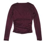 Reformation NWT Ines Knit Top in Wine V-neck Long Sleeve Ruched Blouse M Photo 5