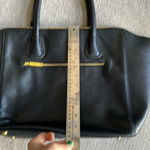 Joy & Iman Black Leather Tote Large Shoulder Bag Best Friend Satchel Top Handles Gold Photo 4