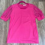 Hot Pink Top with Sheer Bubble Sleeves🎀 Size L Photo 0