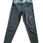 Nike Black Dri-Fit Performance Logo Waistband Leggings Black White Size Large Photo 0