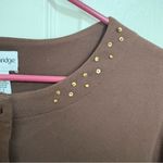 Breckenridge VINTAGE  Brown Cardigan With Zebras and Giraffes Photo 4