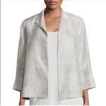 Eileen Fisher  | Silver Metalic Funnel Neck Jacket Petite Medium Photo 2