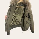 Generation Love Georgina Asiatic Raccoon Bomber Jacket in Olive Green Sz S Photo 2