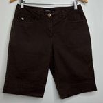 Bermuda Tribal  Shorts Women’s Size 6 Brown Flap Button Pockets in Back Photo 0