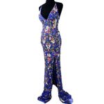 Primavera Womens Formal Dress Blue Floral Sequined Size 2 Photo 5
