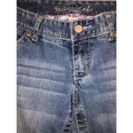 Maurice's Low Rise Jeans Size 5/6 Wide Leg Bootcut Embroidered Pockets Blue Boho Photo 4