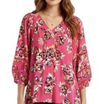 Zac Rachel Womens Blouse Sz Large Floral Boho Bohemian Feminine Romantic Flirty Photo 0
