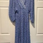 Sunday Saint Tropez 100% Viscose Blue & White Flower Long Maxi Dress Boho Chic Size XL Photo 0