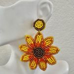 Yellow Orange Bronze Beaded Flower Bohemian Drop earrings Photo 1