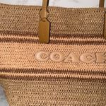Coach NWT  Straw and smooth leather City Tote Bag CBG87 Im/Honey Brown Photo 12