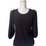 CeCe Blouse Womens Size S Black Beaded Sleeve 3/4 Sleeve Elegant Chic Photo 0