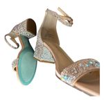 Blue by Betsey Johnson 7.5 Low Block Heeled Rhinestone Sandal, round open toe​ Silver Photo 2