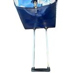 Roxy Vintage  Blue White Floral Print Leather Rolling Duffle Bag Photo 9