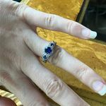 Genuine Cobalt Blue Spinel Sterling Silver Trilogy Ring Photo 2