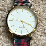 Accutime women’s‎ vintage plaid flannel gold tone red/green adjustable watch Photo 0