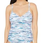 La Blanca  Swimwear Tonal Tidal Striped Tankini Set Blue Cream Size Small | 6/8 Photo 12