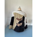 Indigo Moon womens blazer jacket size S black and tan geometric pattern Photo 1