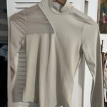 Abercrombie & Fitch Crème Mesh Cut-out Bodysuit Photo 0