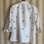 Silks By LSC White Blouse with Black Animal Print Size MP 100% Silk Women Shirt Photo 3