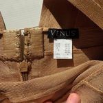 Venus Gold Metallic Ribbed Bodycon V Neck Mini Dress Women's Size Medium Photo 4