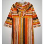 1970s Bard’s Toronto Striped Hooded Zip Caftan Dress vacation pool beach medium Orange Photo 9