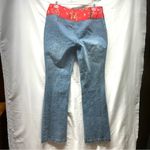 I.N.C Y2K Bootcut Jeans Red Satin Embroidered Oriental Waistband 8 No Stretch Blue Photo 1