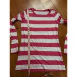 Lacoste  Womens Pink White Stripe Long Sleeve Crew Neck Shirt Top Size 40 Photo 6