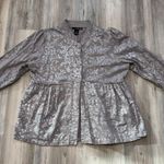 Willi Smith Sweatshirt Material size XL jacket, peplum bottom, w/light metallic design, pit to pit is 22, length is 25 Photo 4