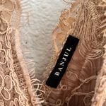 BANJUL Sheer Floral Lace Fringe V-Neck Bandage Dress Camel Brown Women's Size 2 Photo 3