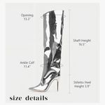 Arqa Knee Silver Metallic High Boots Women Wide Calf Stiletto Heel Zipper 8.5 39 Size undefined Photo 6