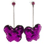 Betsey Johnson 💜🦋LUV BETSEY Purple Sequin Puffy Butterfly Drop Earrings () Photo 1