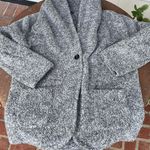 Brandy Melville Grey & white fuzzy hooded cardigan with oversized fit sz xs-m Photo 3