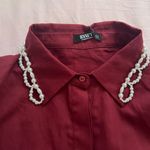 Red Pearl button up top Size M Photo 1