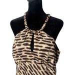 Michael Kors  Silk Top Animal Print Braided Neck Brown Size S Mob Wife Statement Photo 3