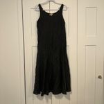 Eileen Fisher  100% Irish‎ Linen bustle hem Dress Sleeveless Black Petite Size PL Photo 5