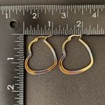 Gold and Silver Stainless Steel Heart Hoop Earrings New Photo 4